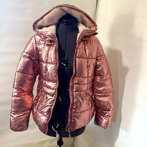 metallic pink girls winter coat kids & HAT   xxl 18 Wonder nation